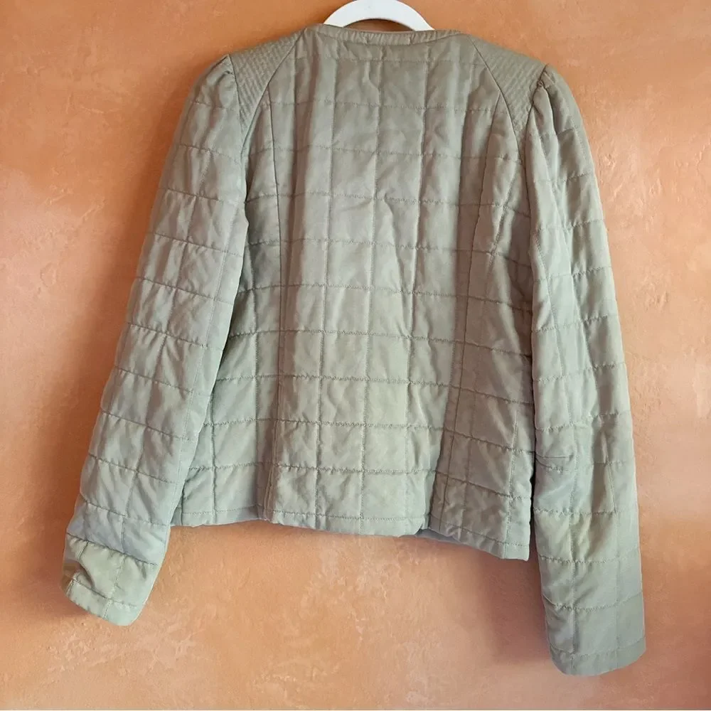Wilfred Aritzia Quilted Zip Jacket Women’s 10 Olive Green Lightweight Coat